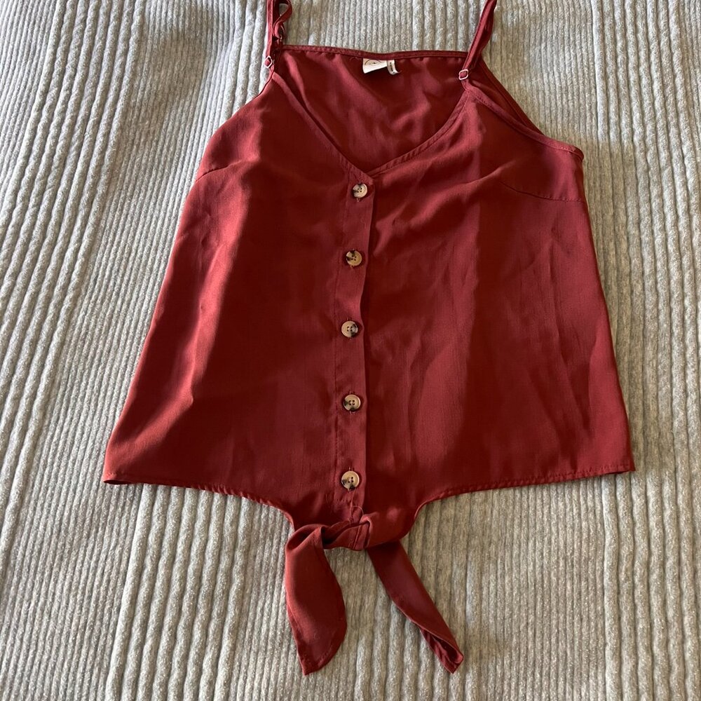 Paper Crane Mauve Button Front Spaghetti Strap Tank Top Women's Size Small